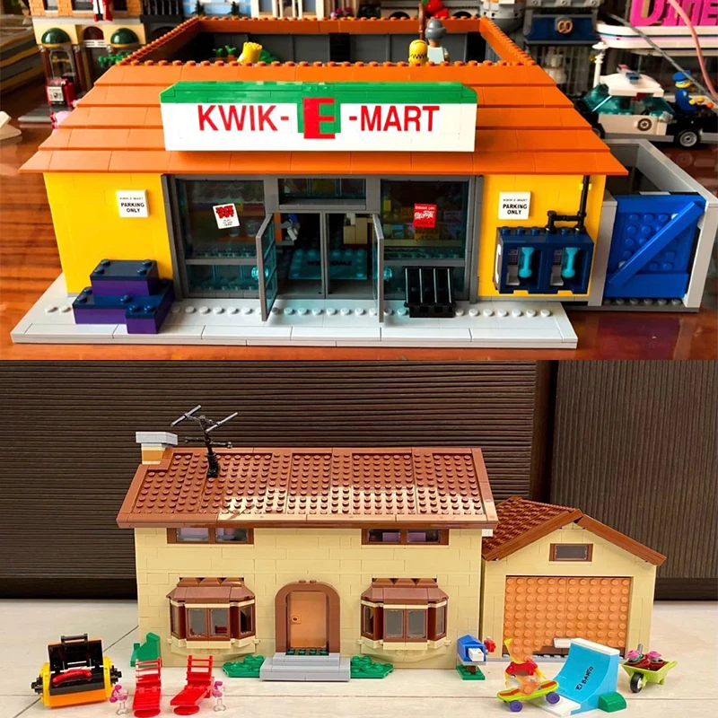 

IN Stock Christmas Toy Gift Compatible 71006 71016The Supermarket House And Kwik E Mart Building Blocks Bricks 16004 16005