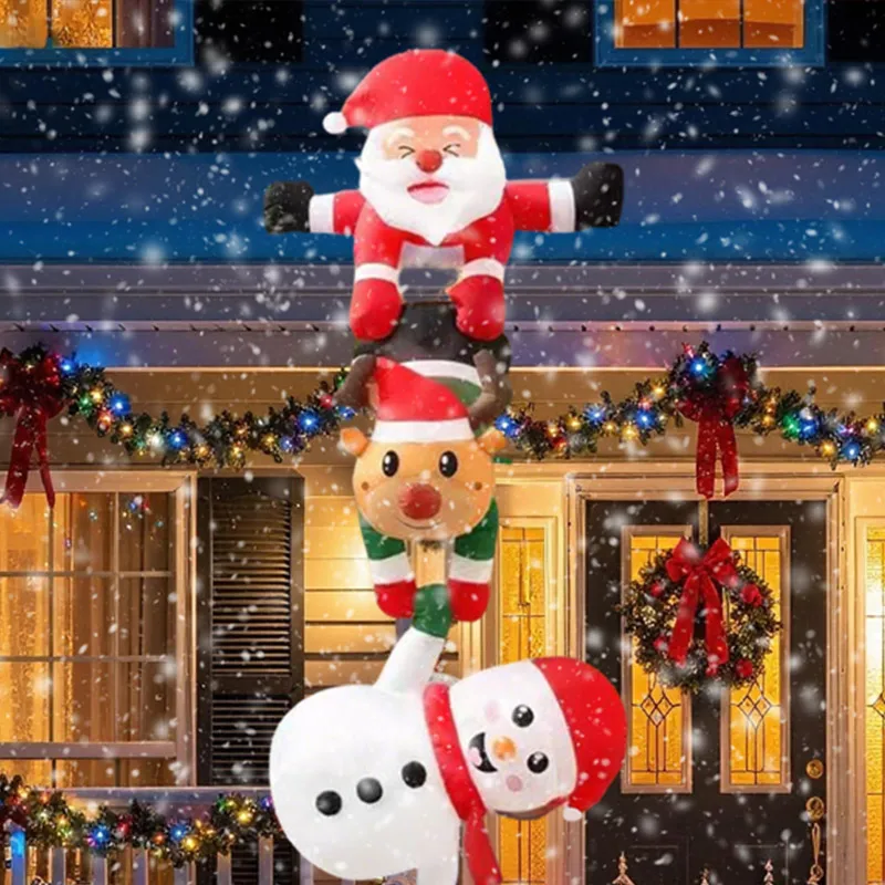 

Рождественский декор с тремя надувными игрушками, Санта-Клаус, скалолазание с оленями и снеговиком, декор для луча, крыши, дерева, крытый фестиваль, вечеринка в помещении