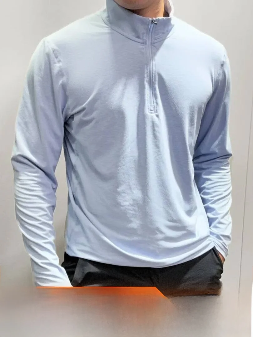 Functionality Meets Style: Men's Breathable Moisture-Wicking 3D-Cut Spring/Autumn Training Base Shirt Half-Zip Casual Wear