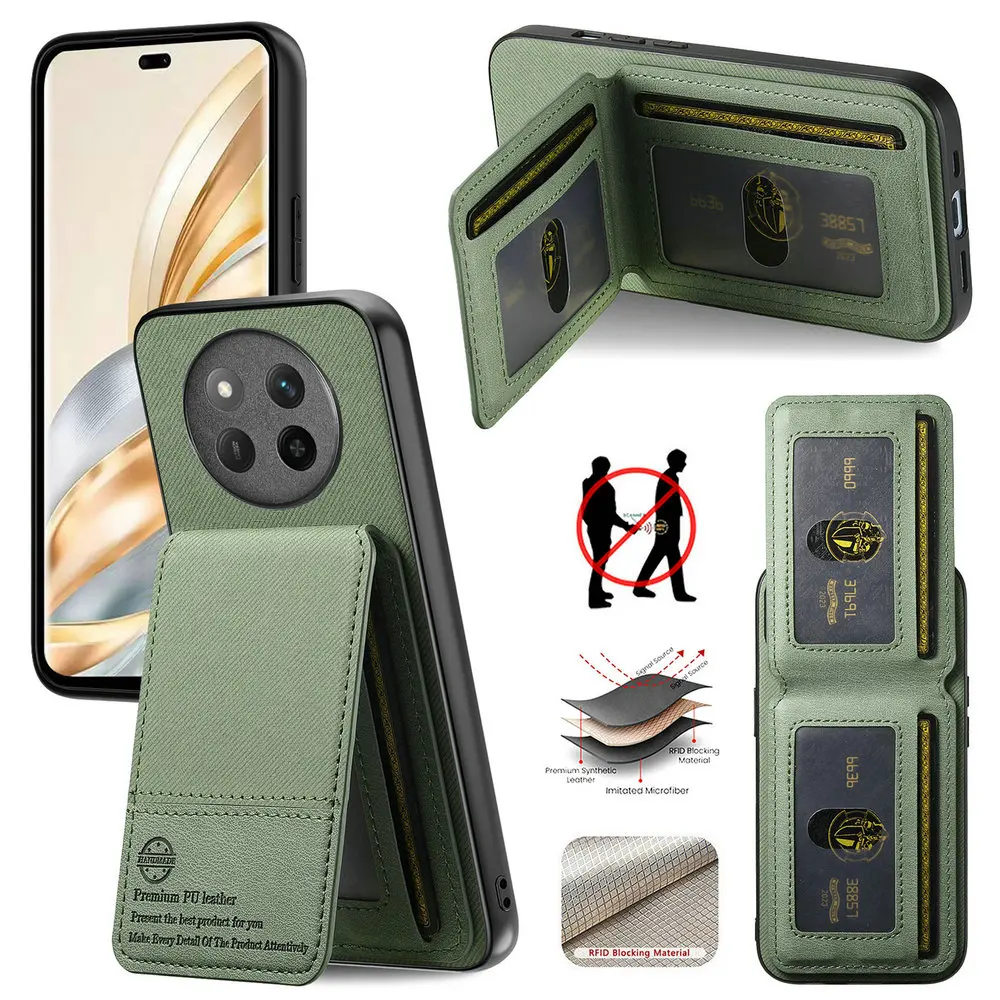 

Pop Honor Magic 7 Pro Lite 5G Luxury Case RFID Leather Card Funda Honor Magic 7 Lite Back Cover Wallet Stand Shell Magic7 Lite C