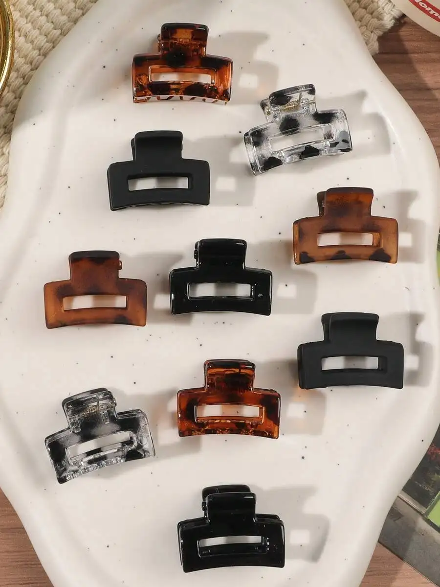 

10pcs Mini Matte Hair Claw Clips Square Jaw Clips For Women Daily Hairstyles
