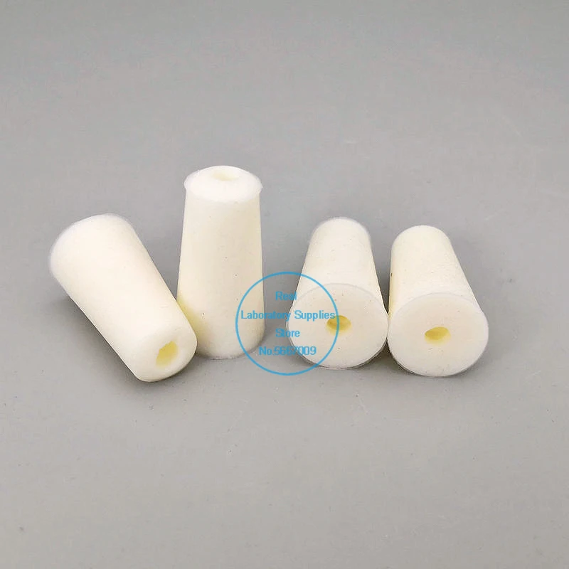 10pcs Lab Silicone Stopper Test Tube Hollow Plug Intake Hose Silica Gel Caps for Experiment