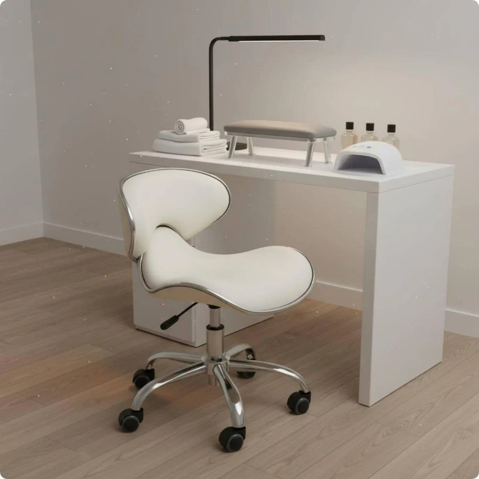 Adjustable Beauty Seat Ergonomic Salon Stool PU Leather Hairdresser Chair with Backrest for Barbershop and Spa