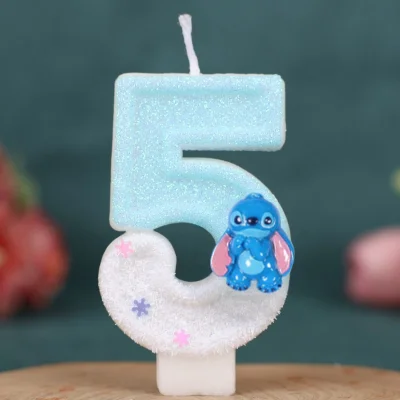 جديد أنيمي ليلو وستيتش 0-9 عدد شمعة لطيف ثلاثية الأبعاد Kawaii غرزة شخصية كرتونية كعكة حفلة المكونات في كعكة عيد ميلاد الديكور