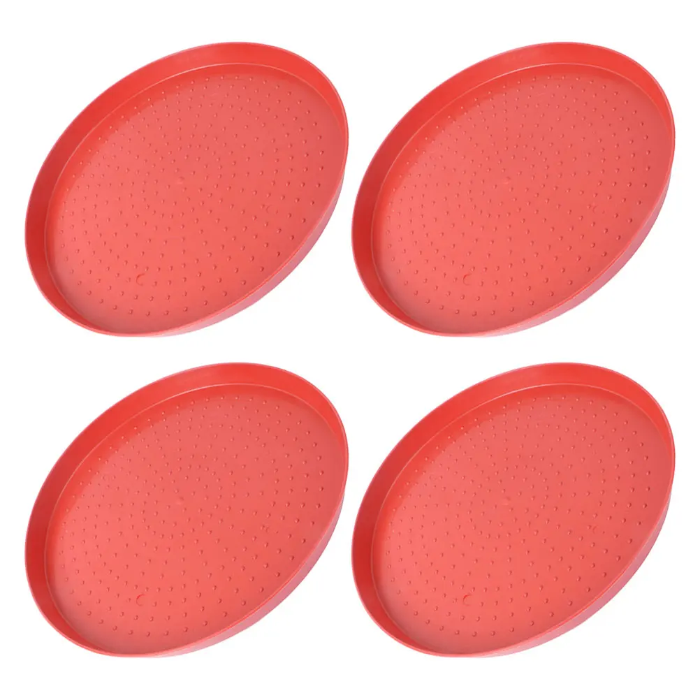

4pcs Starter Plate Plastic Feeding Tray for Chickens Poultry Container Bird Food Pan Feeder Reusable