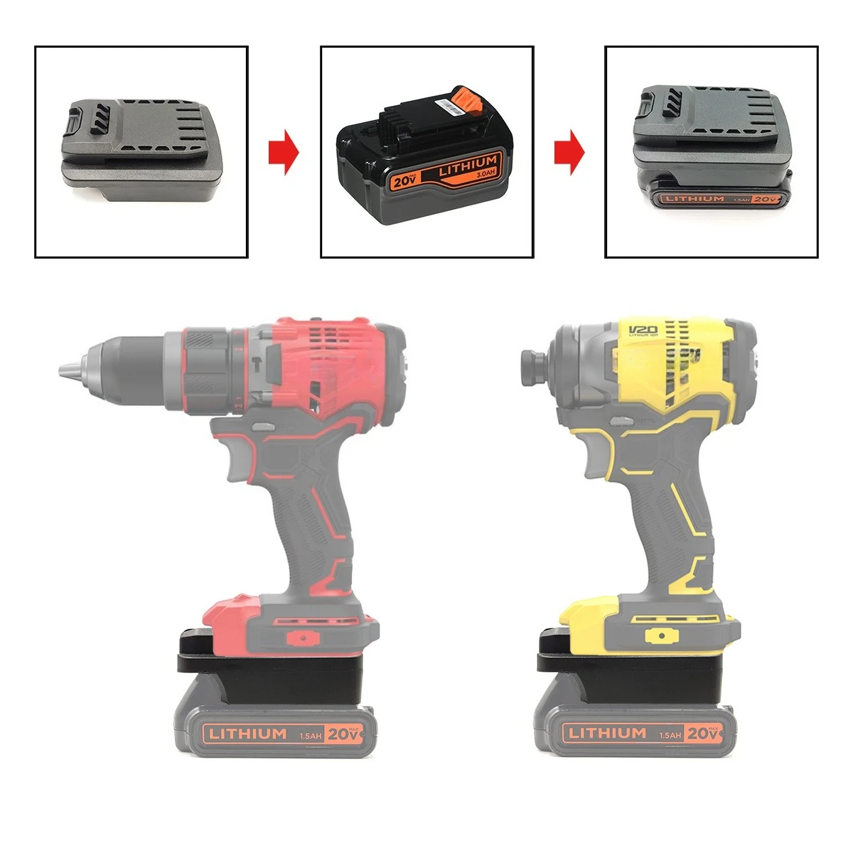 For DEWALT Makita Milwaukee Craftsman Power Tool Adapter Compatible With for Black & Decker 20V for Stanley 18V Battery