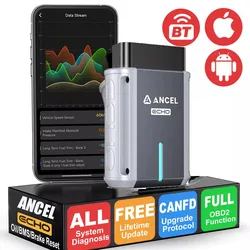 ANCEL Echo OBD2 Car Scanner Bluetooth All System Bidirectional Oil EPB Reset Battery Registration Diagnosis Tool for iOS Android