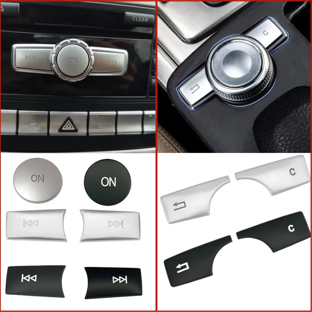 For Mercedes Benz C E GLK Class W204 W212 X204 ABS Car Console CD Panel Volume ON  Multimedia Switch Buttons Trim Cover Stickers