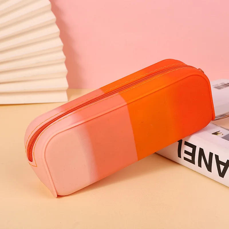 New Fashion Pencil Bag Stationery Storage Pouch Macaron Colorful Silicone Pencil Case Cute Student School Supplies Student Gift