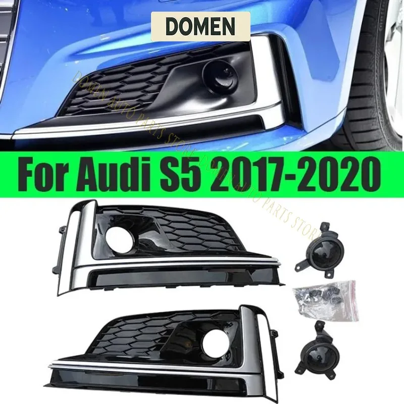 DOMEN For Audi A5 S Line S5 2017 17 2018 18 2019 19 Auto Front Bumper Grille Fog Light Cover ACC Cover