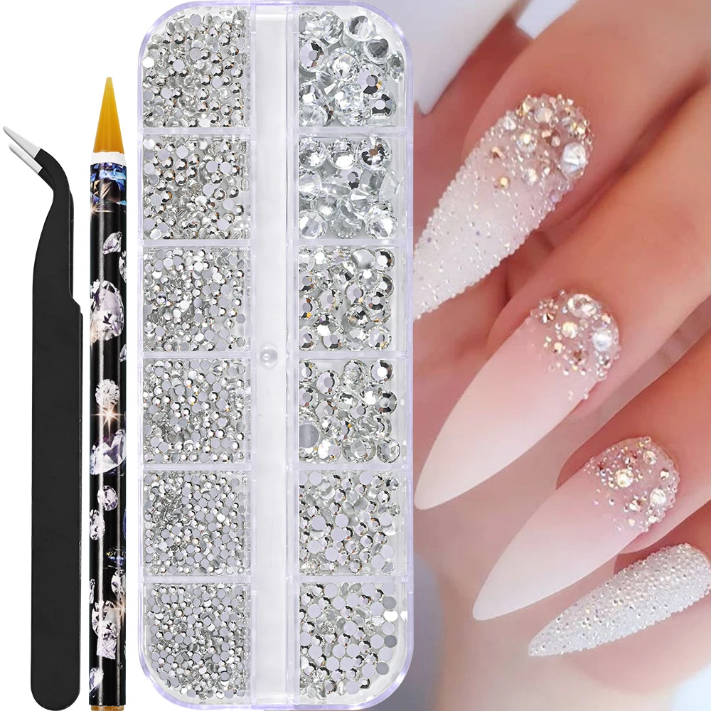 12 rasters Half Ronde Parels Kralen 3D Nagel Charmes 1.5/2/2.5/3/4/5mm Witte Plaksteen Parels Nagel Sieraden Nagel Ambachtelijke Parel Steentjes