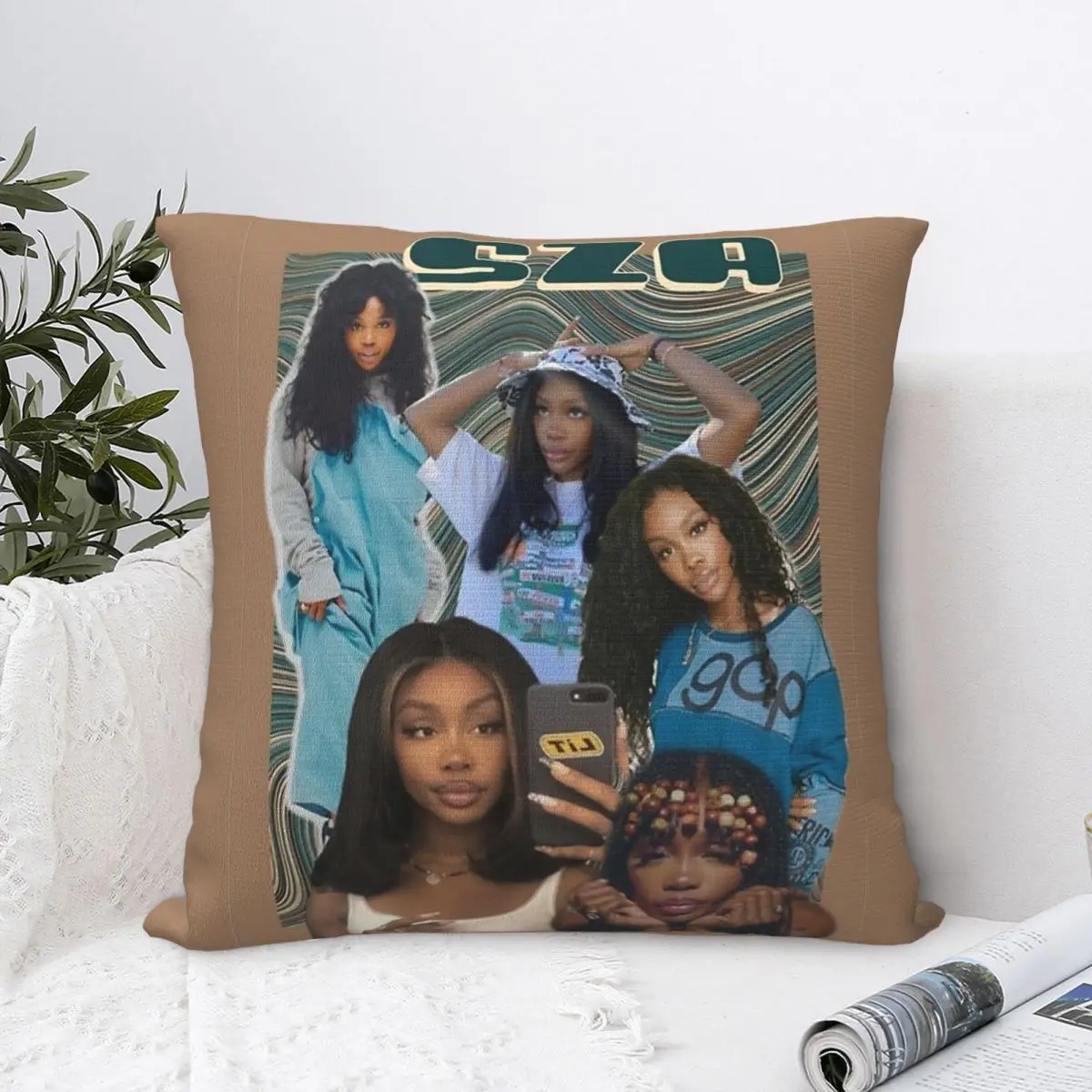 Streetwear Vintage 90s Rapper Harajuku Pillow Case SZA Cushion Cover Fashion Zippered Decor Pillowcase for Sofa 45*45cm