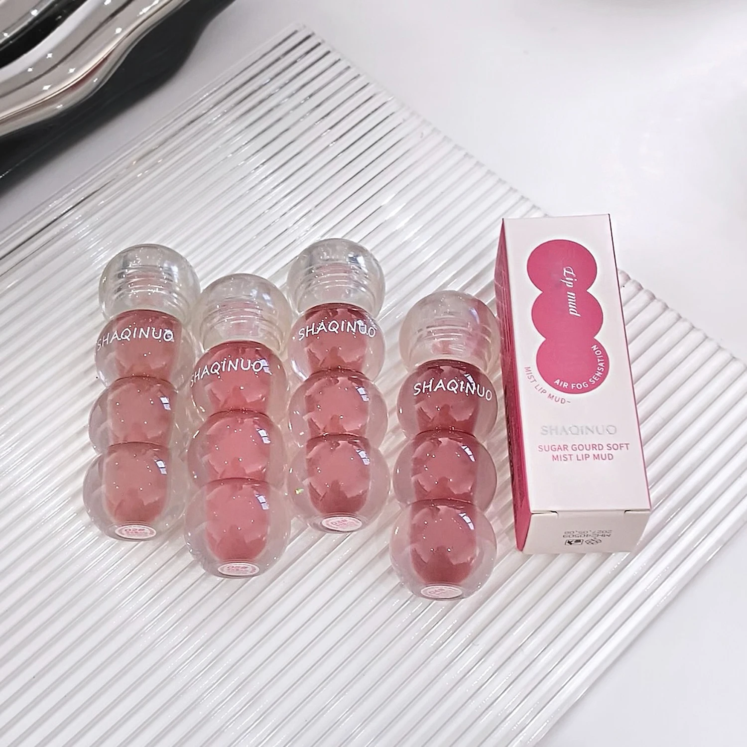 SHAQINUO Tanghulu Zachte Matte Lip Modder Matte Matte Lipgloss Zijdeachtige Textuur Lippenstift Lipgloss