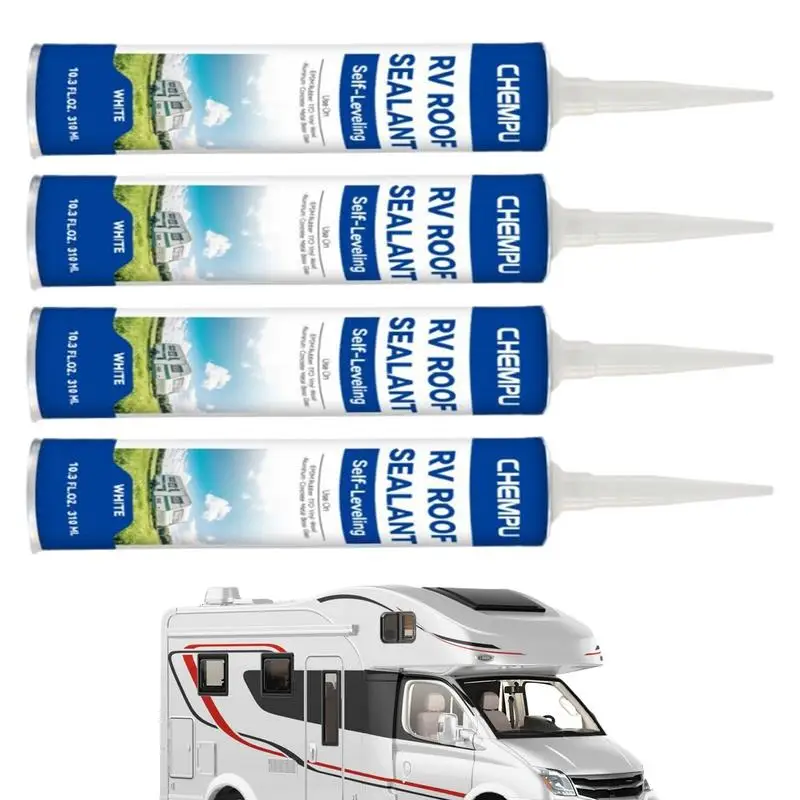 

Rv Roof Sealant 4PCS Self-Leveling Rv Roof Sealant White Cargo Trailer Roof Rv Roof Sealant Rv Lap Sealant For Rv Trailer And