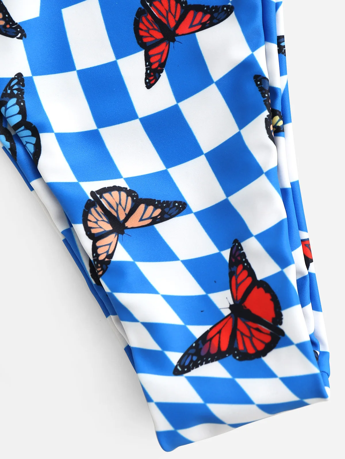 ZAFUL Checkered Butterfly Print Triangular Bikini Swimwear