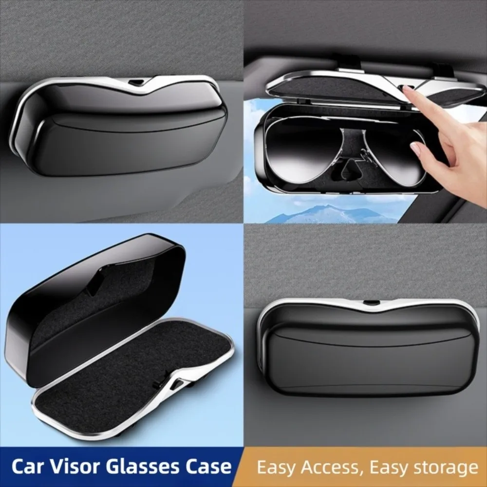 Premium Car Visor Glasses Case Flocking Inner ABS Eyeglasses Protection Box Storage Anti-Scratch Car Sunglasses Holder