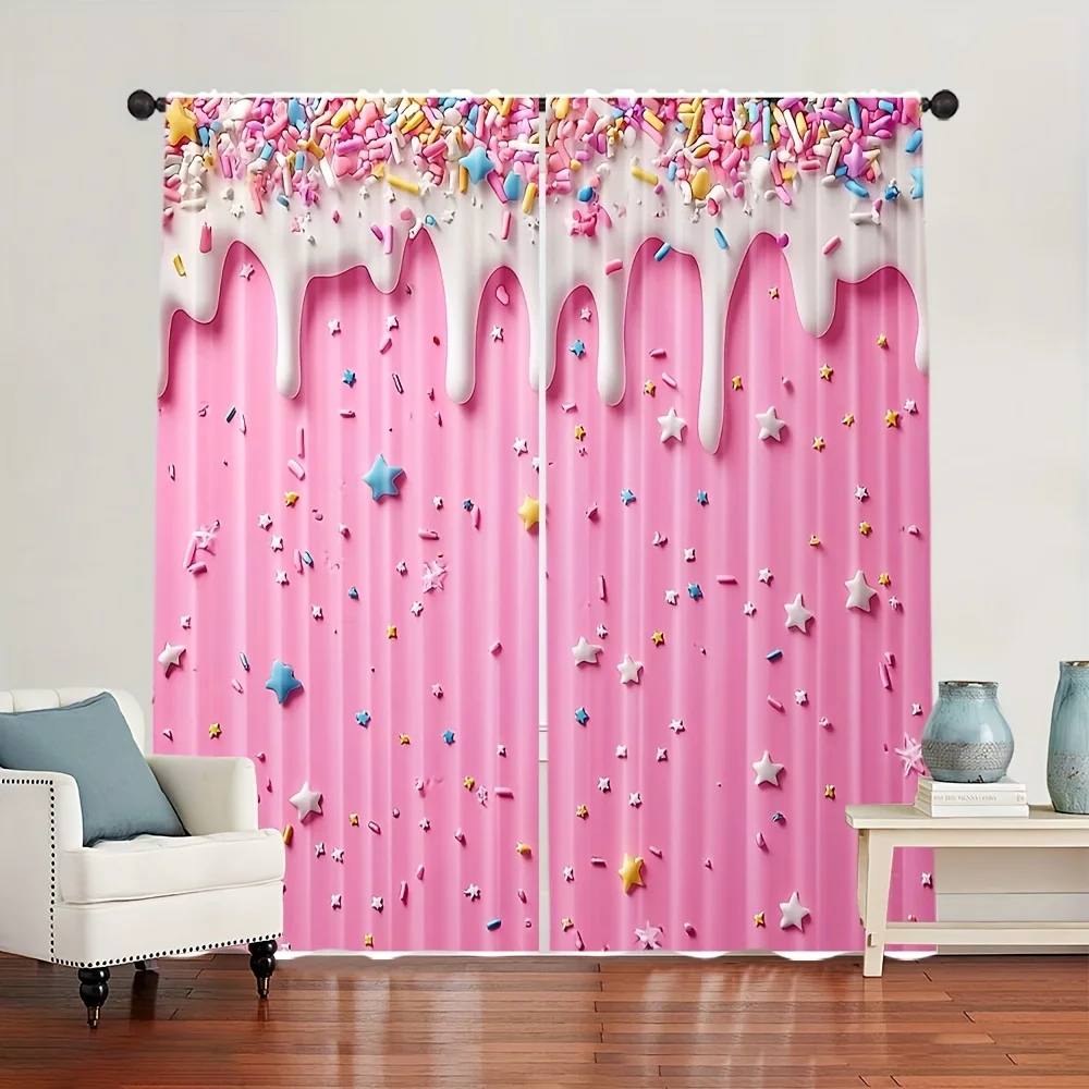 Fun Candy Sprinkle Shower Curtain Pink Dreamy Sweet Party Bathroom Decor Waterproof Curtain
