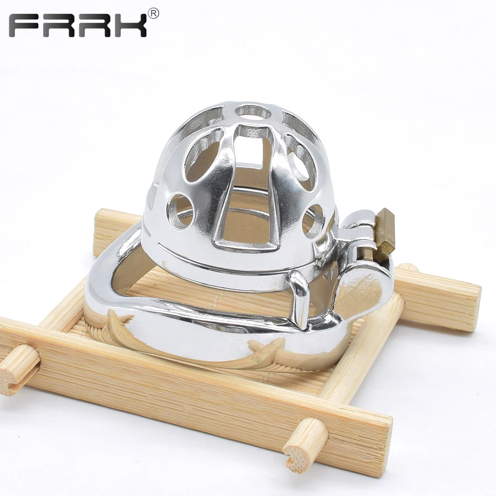 FRRK Chastity Cage Ultra Small Authentic Metal Cock Device Steel Bird Lock Penis Rings Large BDSM Bondage Sex Toys for CBT