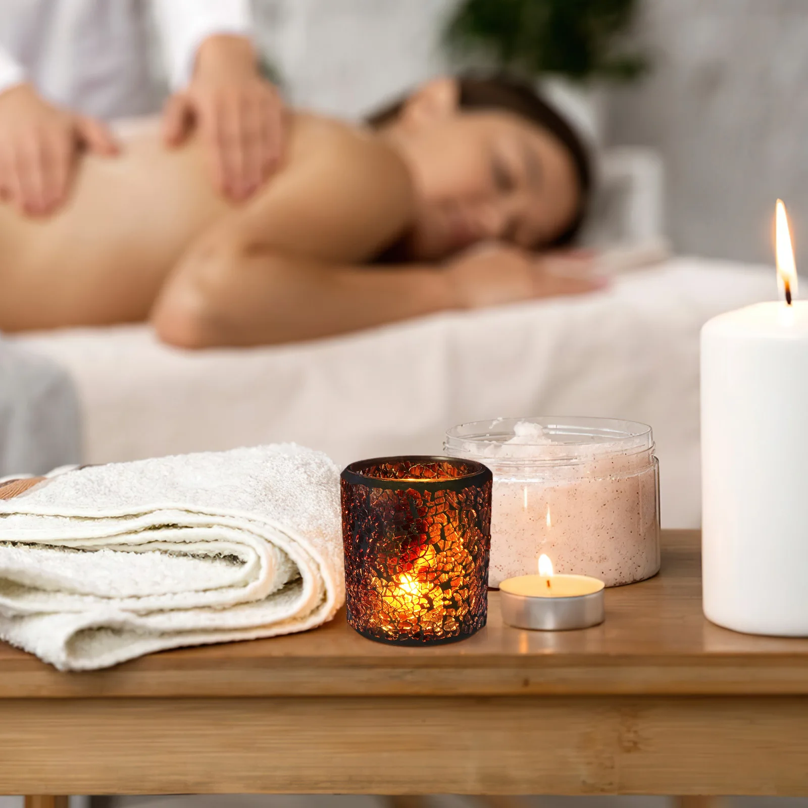 

1Pcs Glass Candlestick Ornament Premium Vintage Style European Desktop Decoration for Home Office Wedding Gift Use