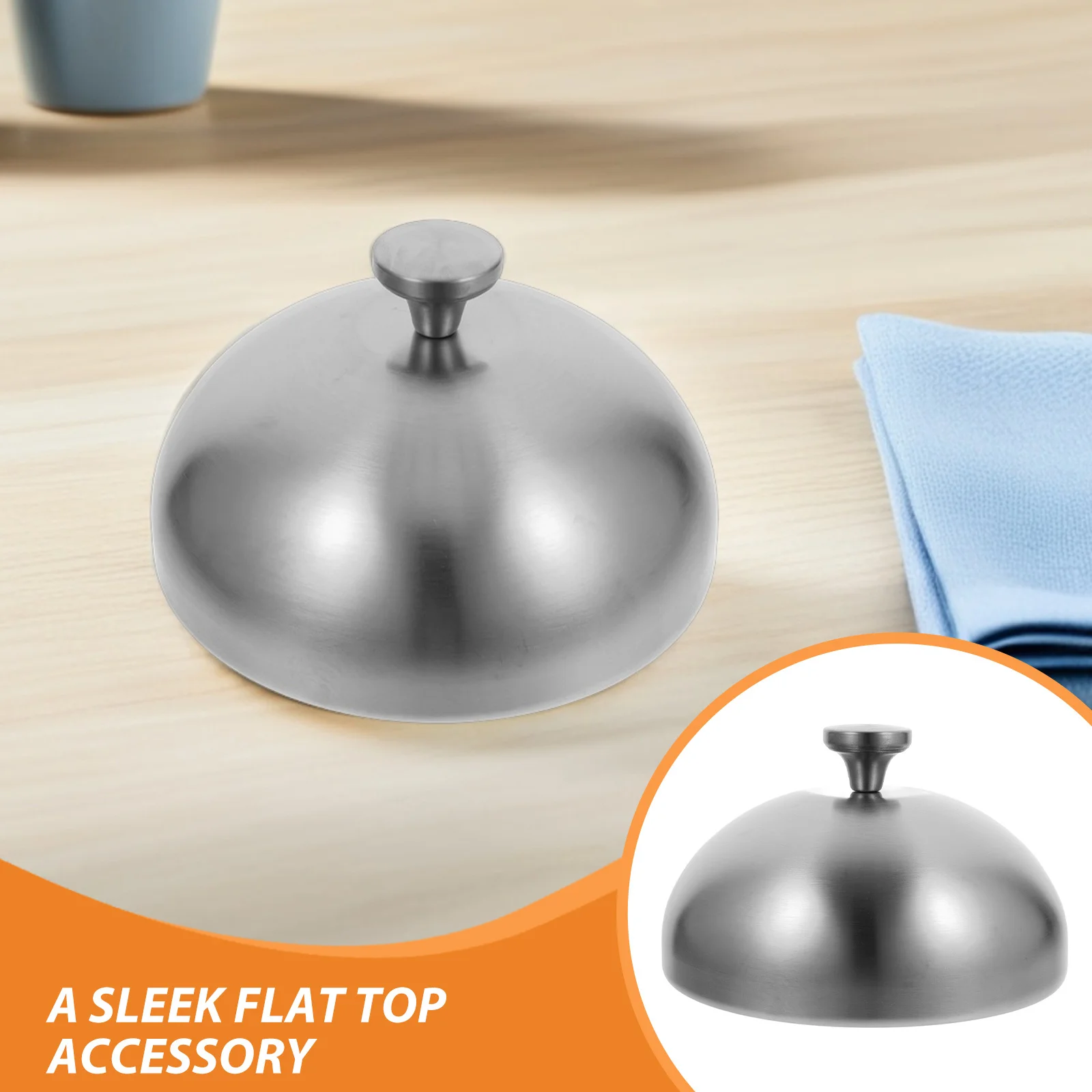 17 سنتيمتر الفولاذ المقاوم للصدأ الغذاء قبة غطاء الفضة غطاء الشواية المستديرة ل ذوبان الجبن زبدة الاحترار شريحة لحم تغطية برغر الطبخ #3