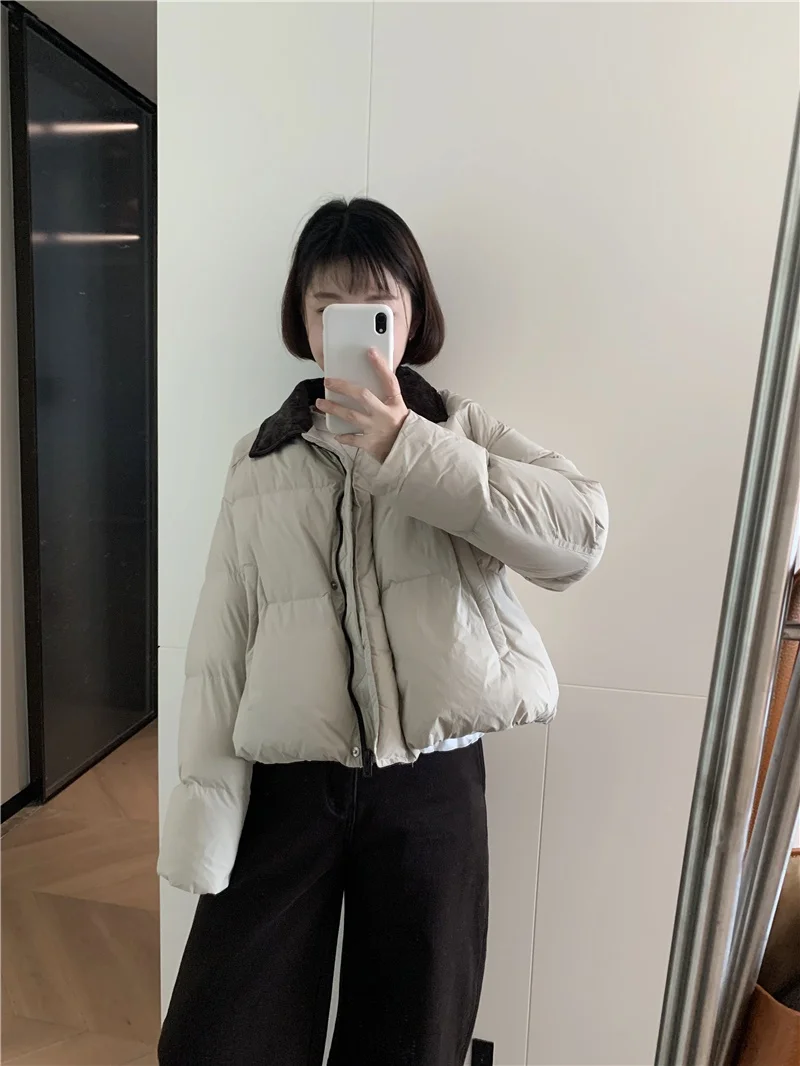 

Утепленная пуховая куртка свободного кроя для студентов, в стиле ретро, с длинными рукавами, на молнии, женская.