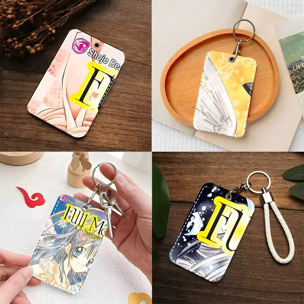 1pc Full Moon Wo Sagashite Card Case Keychain Access Card Bag Key Tag Ring Leather Card Holder Key Ring Access