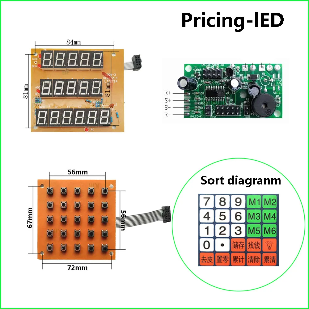 Imagem -02 - Acessórios Caseiros de Balança Eletrônica Placa de Circuito Mãe Lcd Led Display Preto e Vermelho Diy