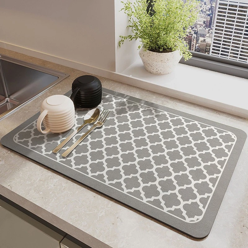 VIKAMA Moroccan Style Coffee Mat Super Absorbent Non-slip Drain Pad Kitchen Counter Protector for Coffee Machine Sink