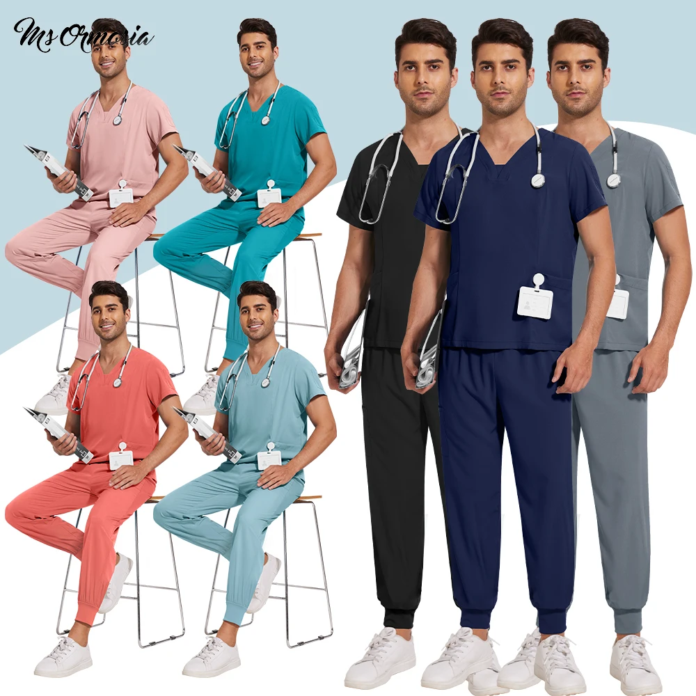 uniformes-medicos-para-enfermeiros-e-enfermeiras-roupas-de-trabalho-clinicas-para-hospitais-conjunto-de-scrubs-para-medicos-e-dentistas-top-clinico-e-calcas-fantasia-de-beleza