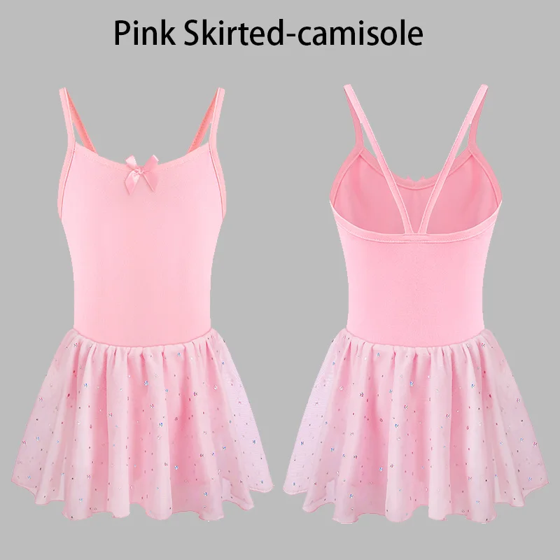 الفتيات جولة الرقبة بروتيل أكمام الباليه يوتار للأطفال الجمباز الرقص مع القوس لطيف وتنورة لامعة توتو اللباس