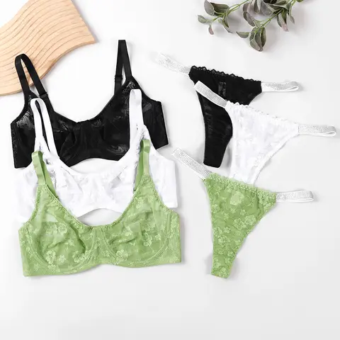 Lingerie Women Set - Sexy Seamless Bras & Thong, Plus Size Lace Bra & Briefs Collection BH Tops