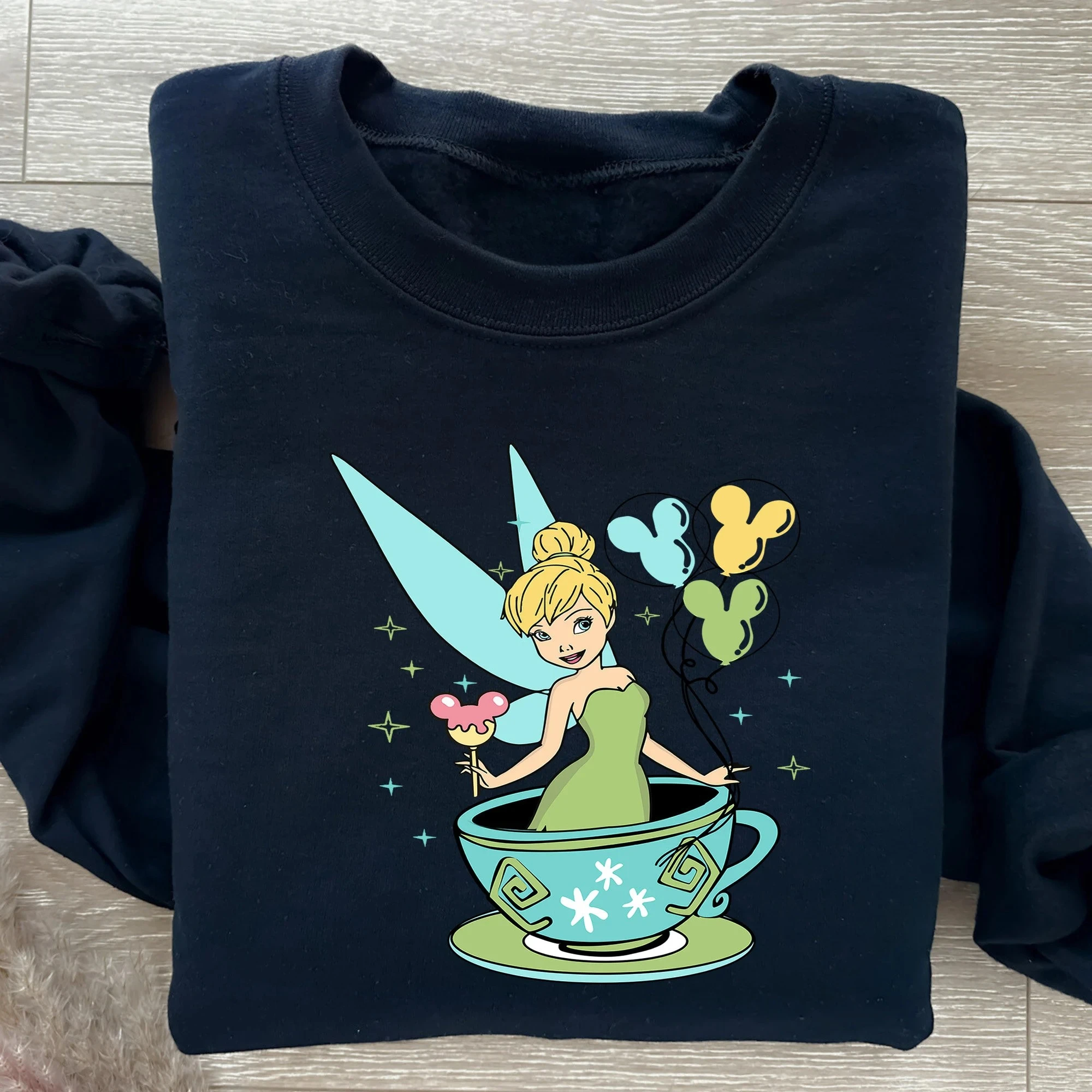 틴커벨 미키 이어 풍선 디즈니 스웨트셔츠, 디즈니 티너벨 스웨트셔츠, 디즈니 매칭 패밀리 스웨트셔츠 여성 선물