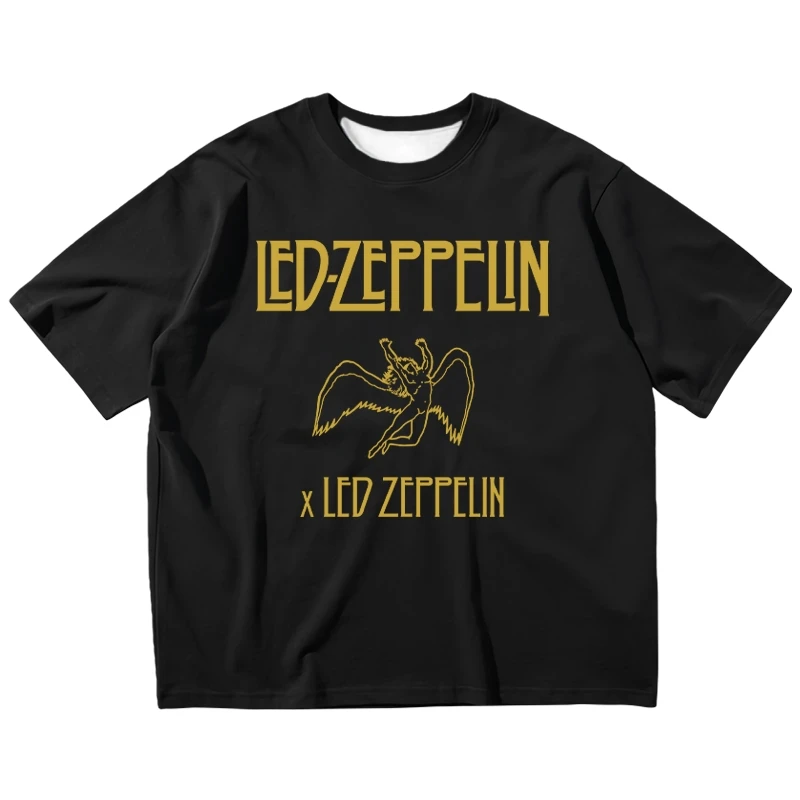 

New 3D Printed Zeppelin Rock Band Retro Classic T-shirt Summer Comfortable Men's and Women's Short Sleeve Trendy T-shirt