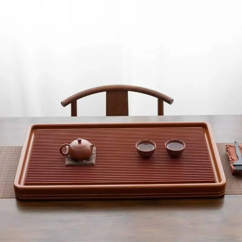 

Large Rectangular Bakelite Tea Tray Chinese-Style Yellow Material Light Luxury Simple Design for Merchants