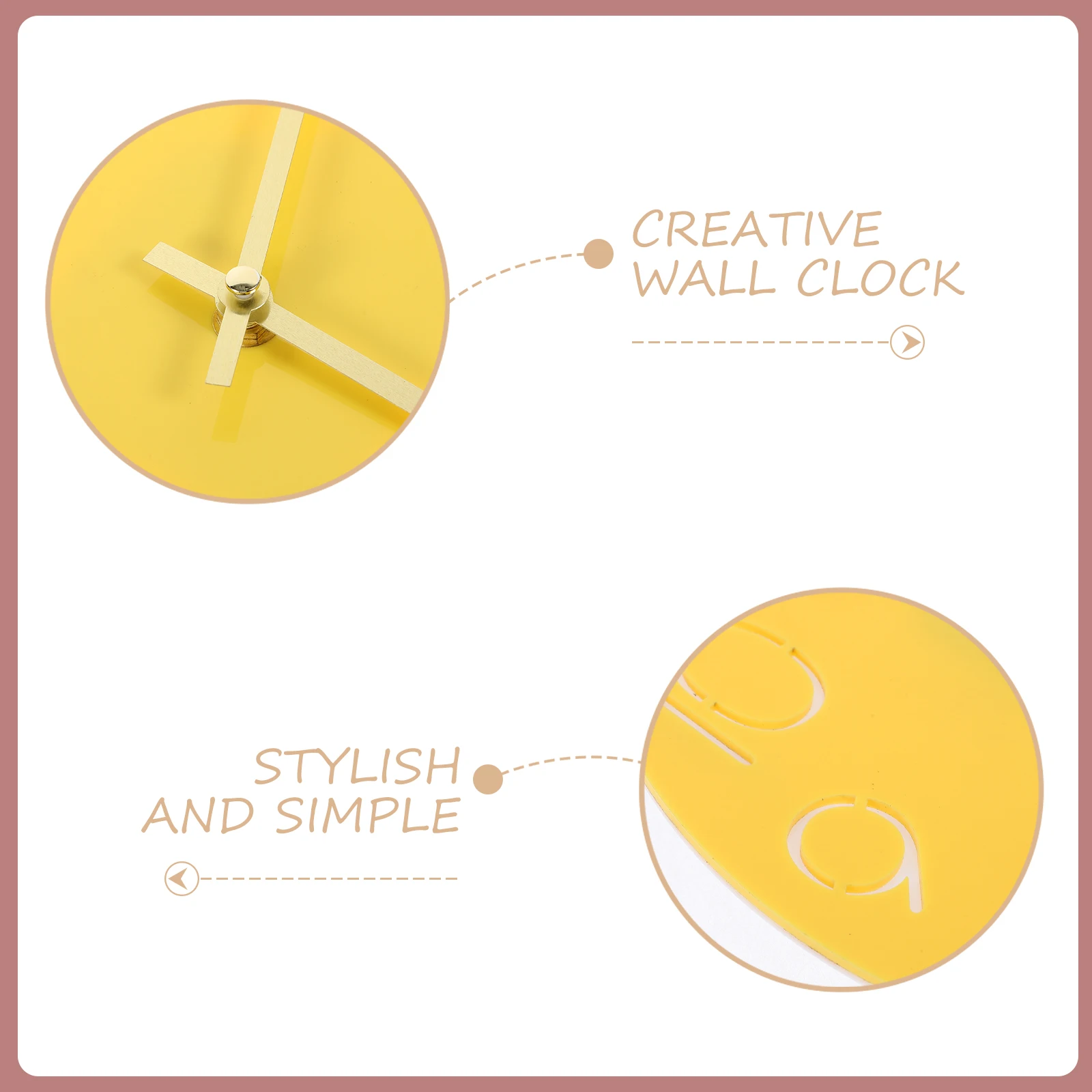 

Creative Acrylic Wall Clock Silent Round Decorative Yellow Easy to Clean High Accuracy Powered No Ticking Sound