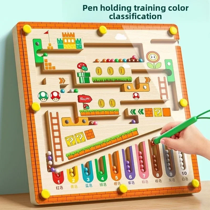 Magnetisches Farb- und Zahlen-Labyrinth Lernspielzeug Farbzuordnung Montessori-Spielzeug Konzentrations-Training für Kinder Geschenk