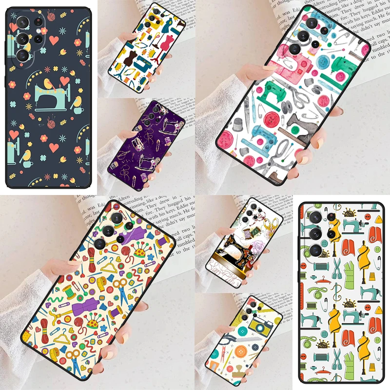 

Чехол для телефона с узором швейной машины для Samsung S24 S25 S23 S22 S21 Note 10 20 Pro S20 Plus FE Ultra lite Cover