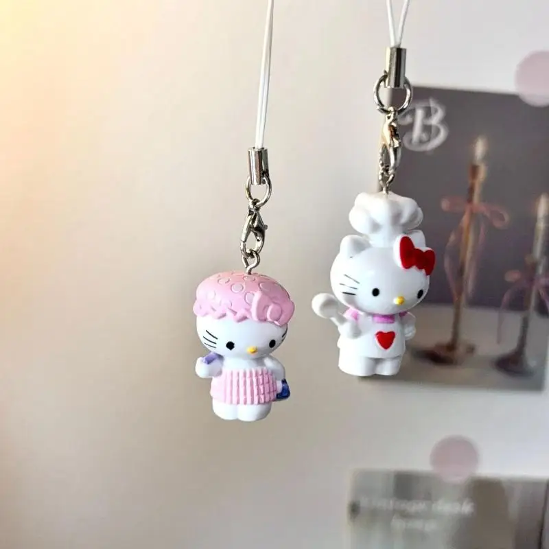 Uroczy breloczek Hello Kitty, zawieszka do telefonu, słodki uchwyt na słuchawki, smycz zapobiegająca zgubieniu, ozdoba do torby.