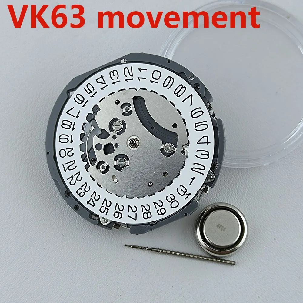 VK63A Quartz Watch Movement Date At 3 O'clock Chronograph Watch Movement For VK SERIES VK63A VK63 Watch Single Calendar