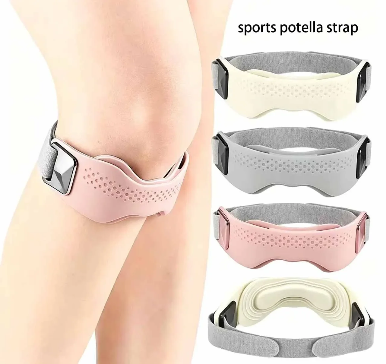 2Pcs Silicone Patellar Tendon Support Strap Adjustable Knee Support Pads for Men Women Sports, Running, Tennis, Jumpers Knee