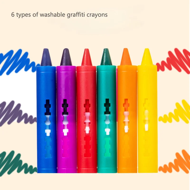 Crayones Lavables de 6 Colores para