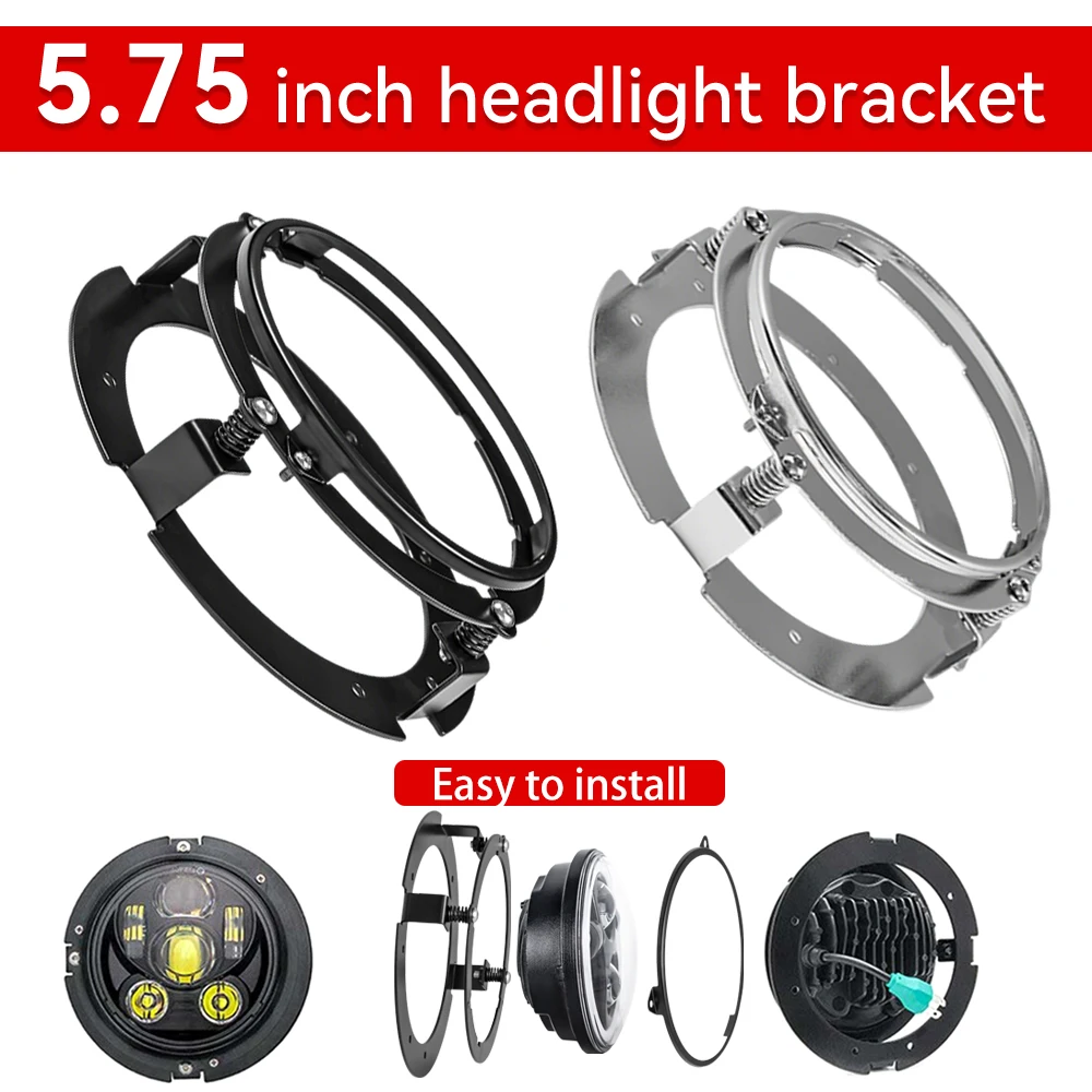 Schwarz/Silber Universal Runde 5 3/4 Zoll 5,75 Zoll Motorrad LED-Scheinwerfer Montagehalterung Motor-Scheinwerferhalterung Ring