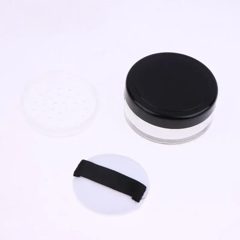 5g携帯用プラスチックパウダーボックス、空のルースパウダーポット、ふるい付きパウダーパフ、化粧品シフター、ルースジャー、トラベルメイクアップ容器