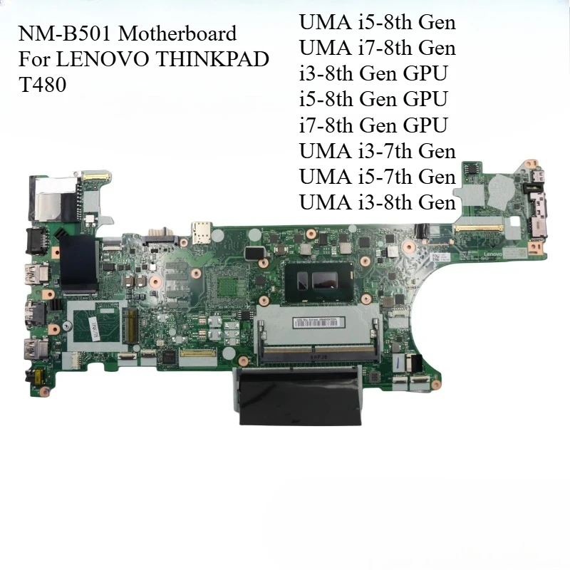 

NM-B501 Laptop Motherboard for LENOVO for THINKPAD ET480 T480 Notebook Mainboard I3 I5 I7 7/8th Gen CPU GPU