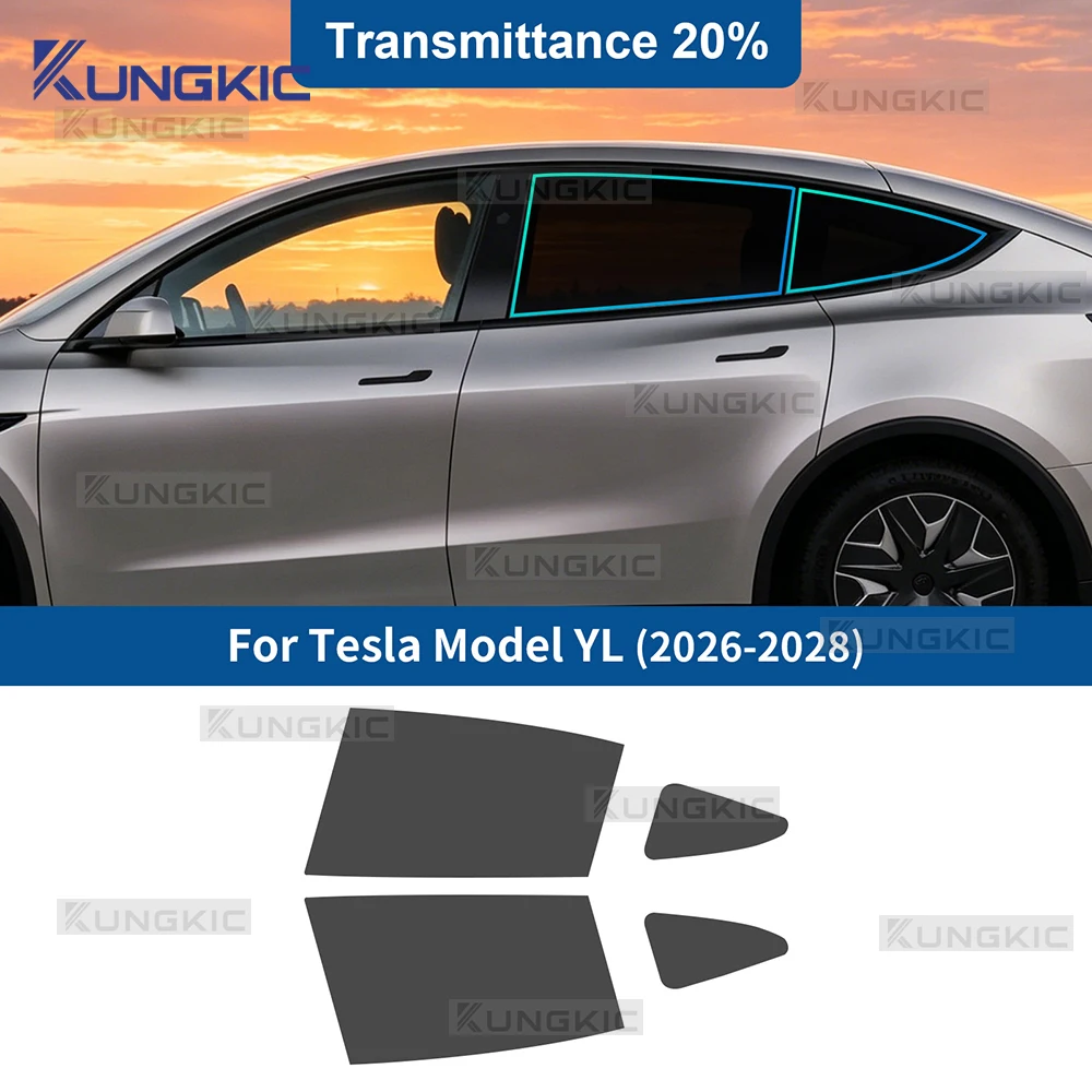 Pre-Cut Car Side Window Privacy Tint Film for Tesla Model YL 2026 2027 2028 Window Tint Sticker PVC Auto Accessories Styling