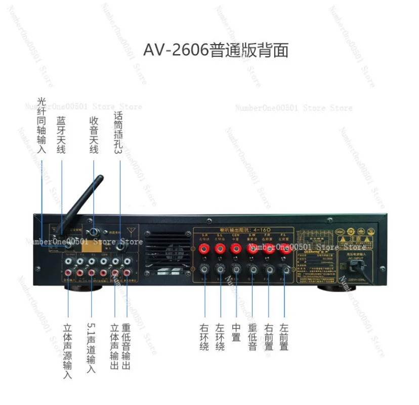 AV209 5.1 Channel Amplifier Bluetooth 7.1 Smart High Power Karaoke HiFi