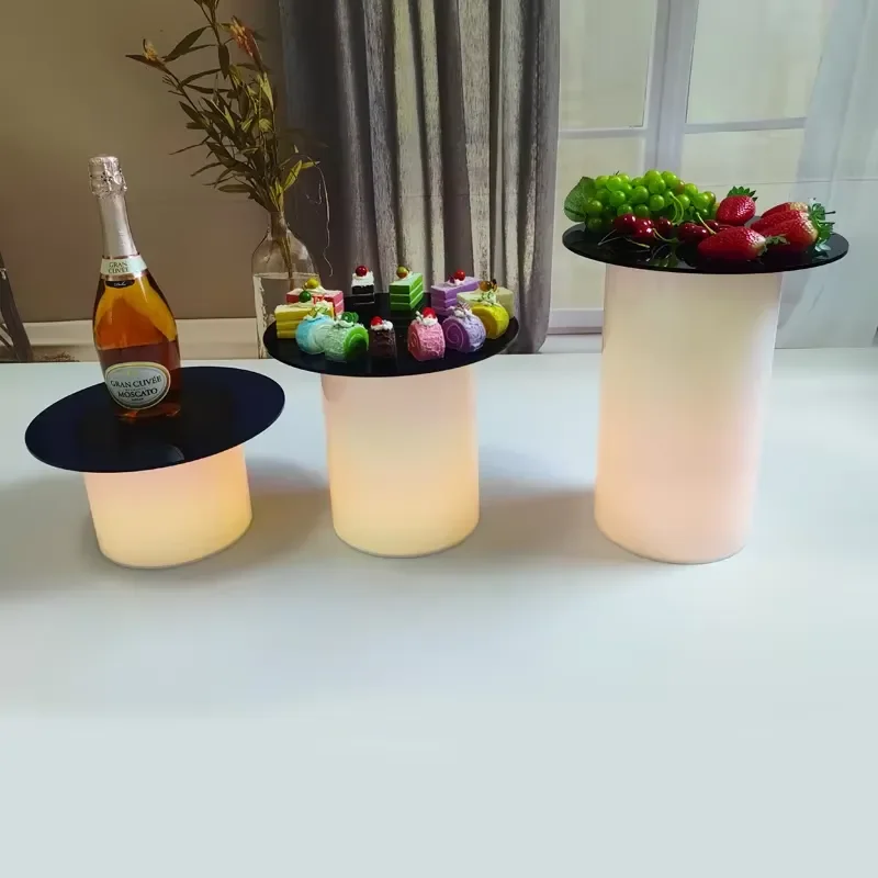 3Pcs/set Light Emitting Diode Remote Control Light Cylinder Acrylic Dessert Display Stand for Weddings and Parties