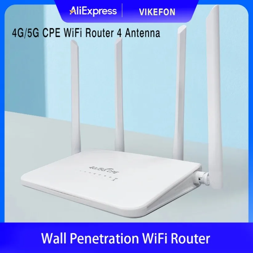

4G LTE Беспроводной Wi-Fi 6 Эффективный настенный маршрутизатор для проникновения 2,4 ГГц 300 Мбит/с Wi-Fi-маршрутизатор с антенной и слотом для SIM-карты