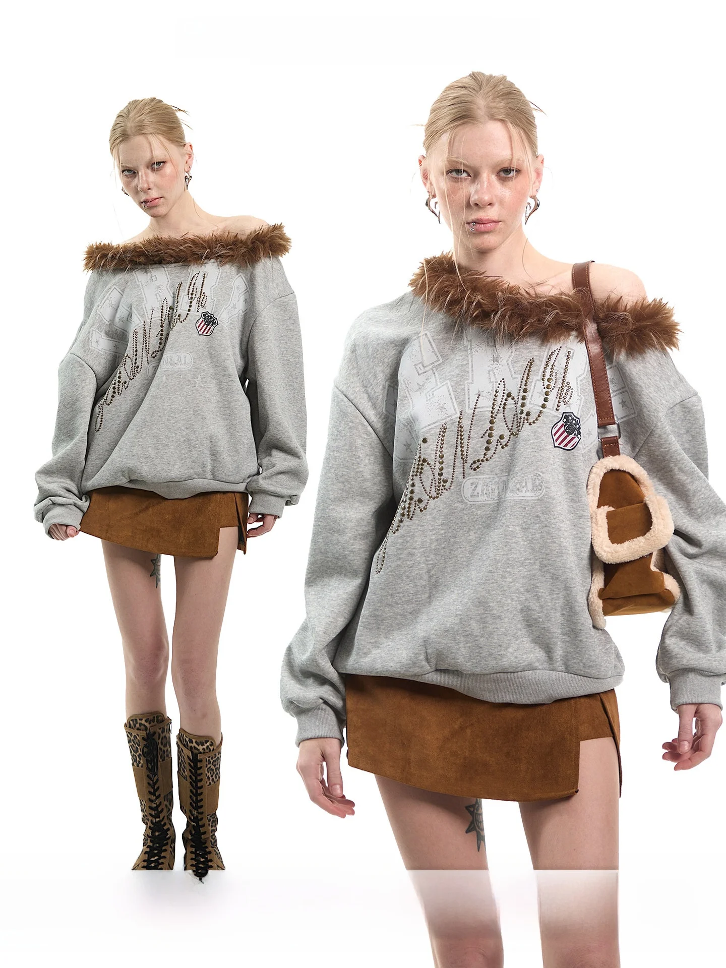 

Uncmhisex американский ретро oulder Bared Long Sve женский свитшот для похудения модная повседневная вязаная футболка свободного покроя для девочек