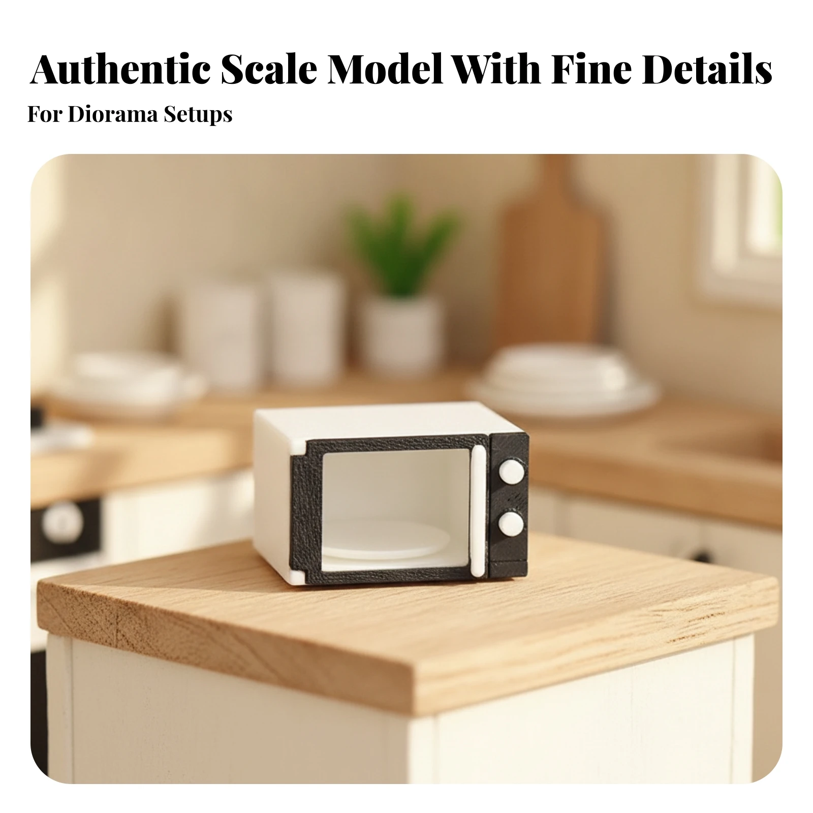 Dollhouse Microwave with Turntable Realistic Miniature Microwave Kitchen Appliance Decorative Accessory Non-Functional